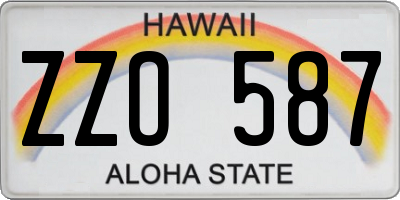 HI license plate ZZO587