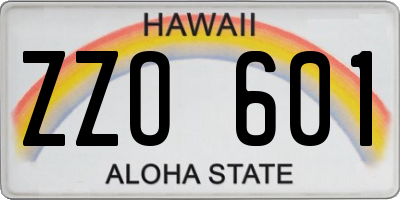HI license plate ZZO601