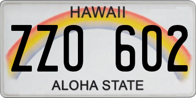 HI license plate ZZO602