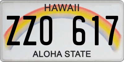 HI license plate ZZO617