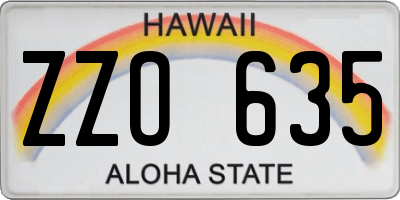 HI license plate ZZO635