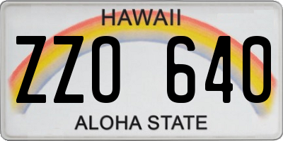 HI license plate ZZO640