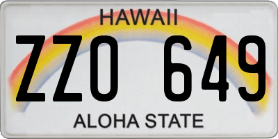 HI license plate ZZO649