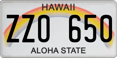 HI license plate ZZO650
