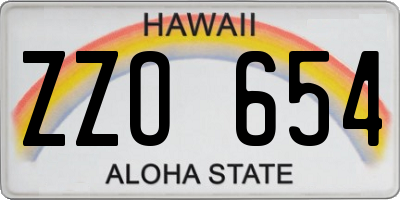 HI license plate ZZO654