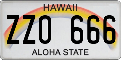 HI license plate ZZO666