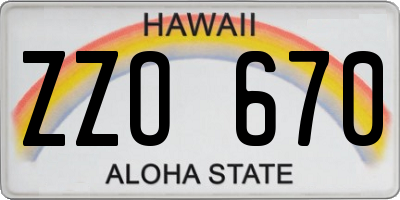 HI license plate ZZO670