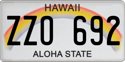 HI license plate ZZO692