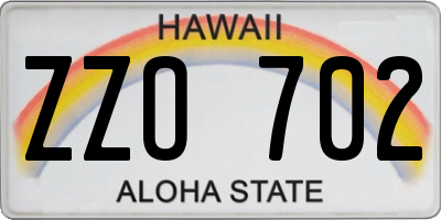 HI license plate ZZO702