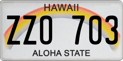 HI license plate ZZO703