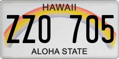 HI license plate ZZO705