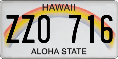 HI license plate ZZO716