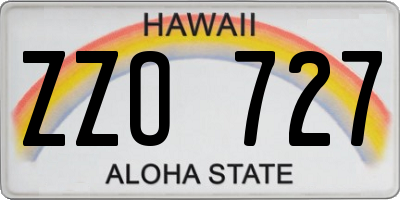 HI license plate ZZO727