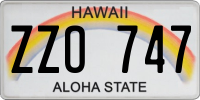 HI license plate ZZO747