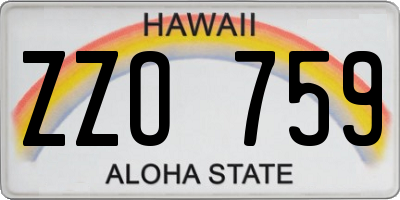 HI license plate ZZO759