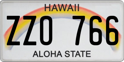 HI license plate ZZO766