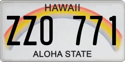 HI license plate ZZO771