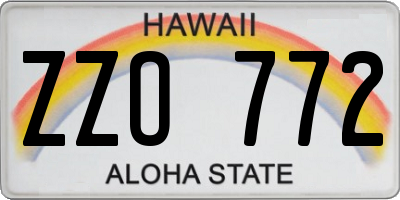 HI license plate ZZO772