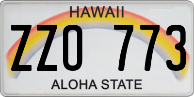 HI license plate ZZO773