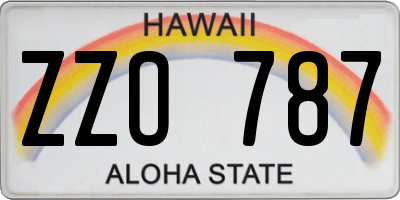 HI license plate ZZO787