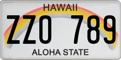HI license plate ZZO789