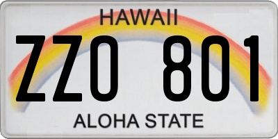 HI license plate ZZO801