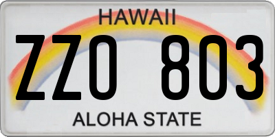 HI license plate ZZO803