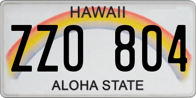 HI license plate ZZO804