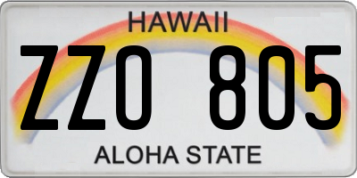 HI license plate ZZO805