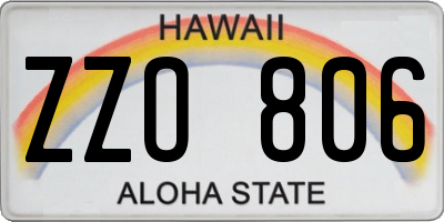 HI license plate ZZO806