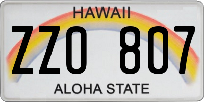 HI license plate ZZO807