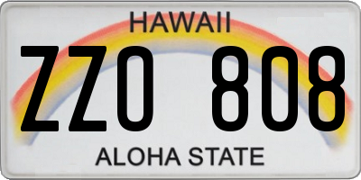 HI license plate ZZO808