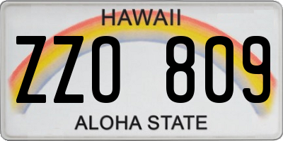 HI license plate ZZO809