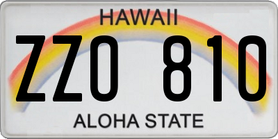 HI license plate ZZO810