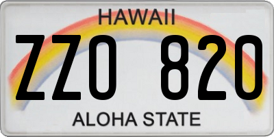 HI license plate ZZO820