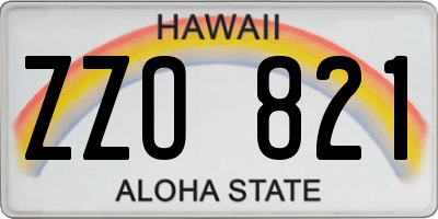 HI license plate ZZO821