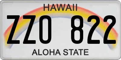 HI license plate ZZO822