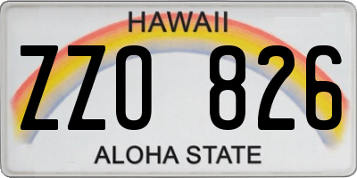 HI license plate ZZO826