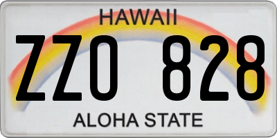 HI license plate ZZO828