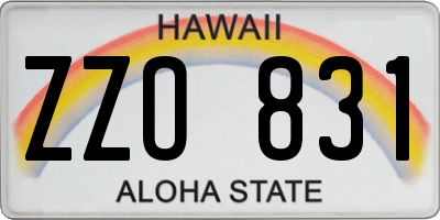 HI license plate ZZO831