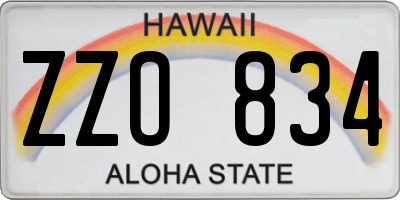 HI license plate ZZO834