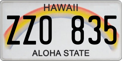 HI license plate ZZO835