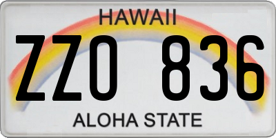 HI license plate ZZO836