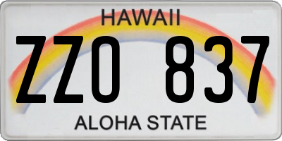 HI license plate ZZO837