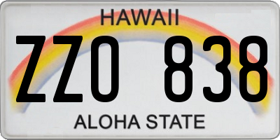 HI license plate ZZO838