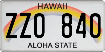 HI license plate ZZO840