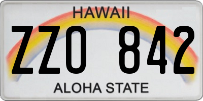 HI license plate ZZO842