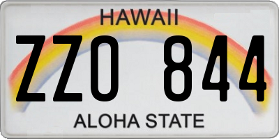 HI license plate ZZO844