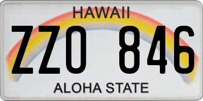 HI license plate ZZO846