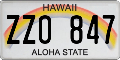 HI license plate ZZO847